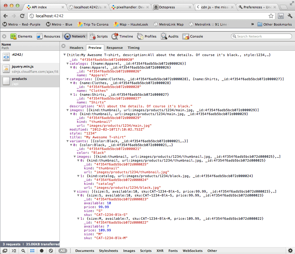 network tab in browser